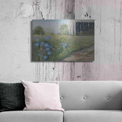 Luxe Metal Art 'Morning Glories & Hay Barn' by Pam Britton, Metal Wall Art,36x24