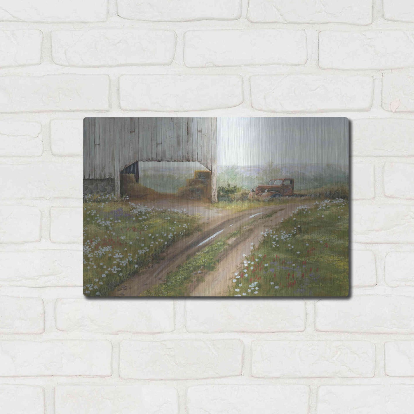Luxe Metal Art 'The Old Flatbed' by Pam Britton, Metal Wall Art,16x12