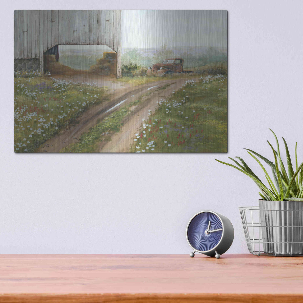 Luxe Metal Art 'The Old Flatbed' by Pam Britton, Metal Wall Art,16x12