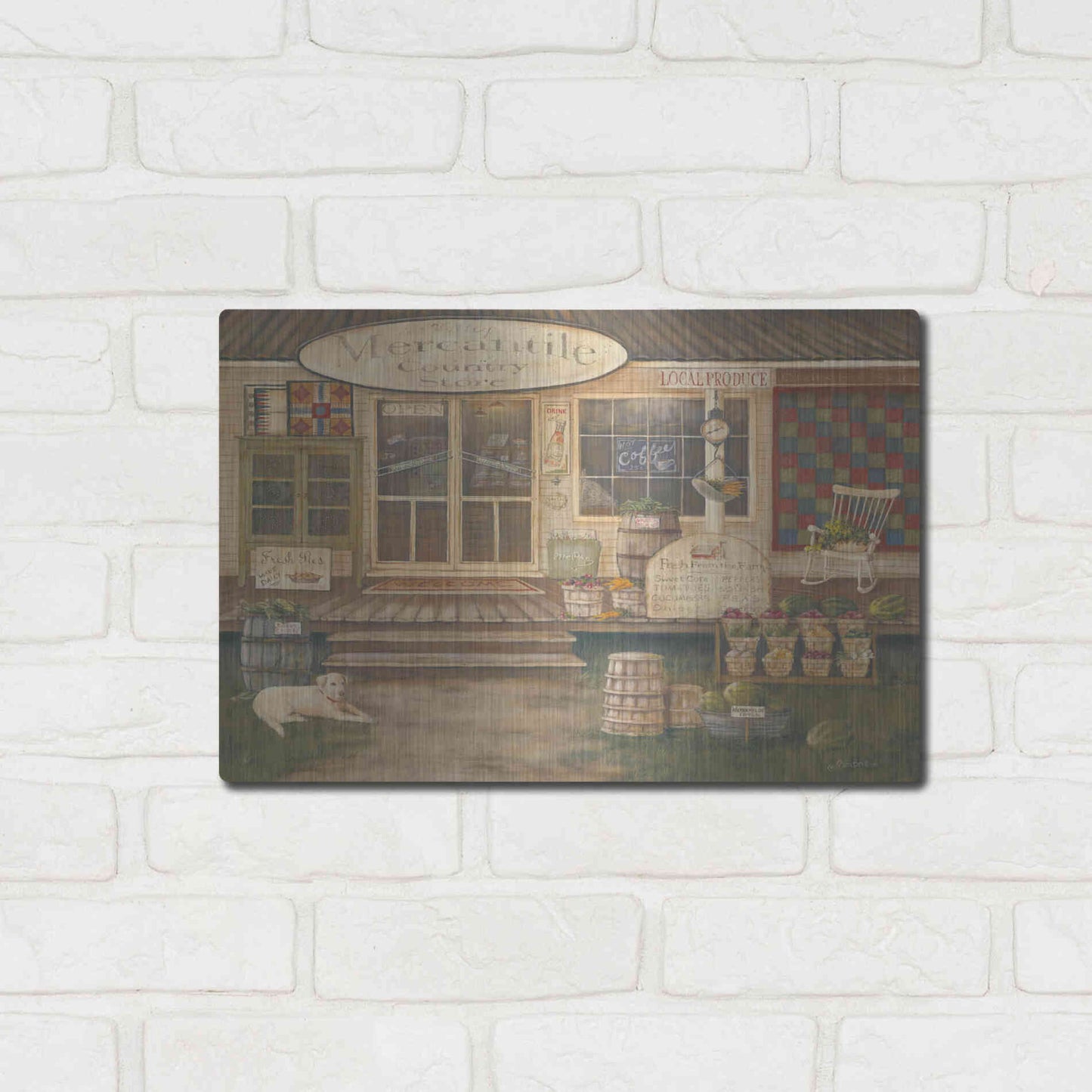 Luxe Metal Art 'General Store II' by Pam Britton, Metal Wall Art,16x12