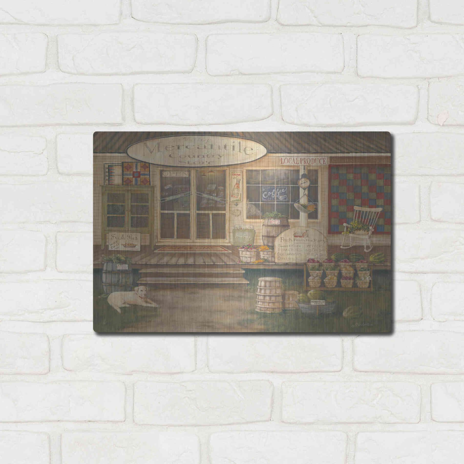 Luxe Metal Art 'General Store II' by Pam Britton, Metal Wall Art,16x12