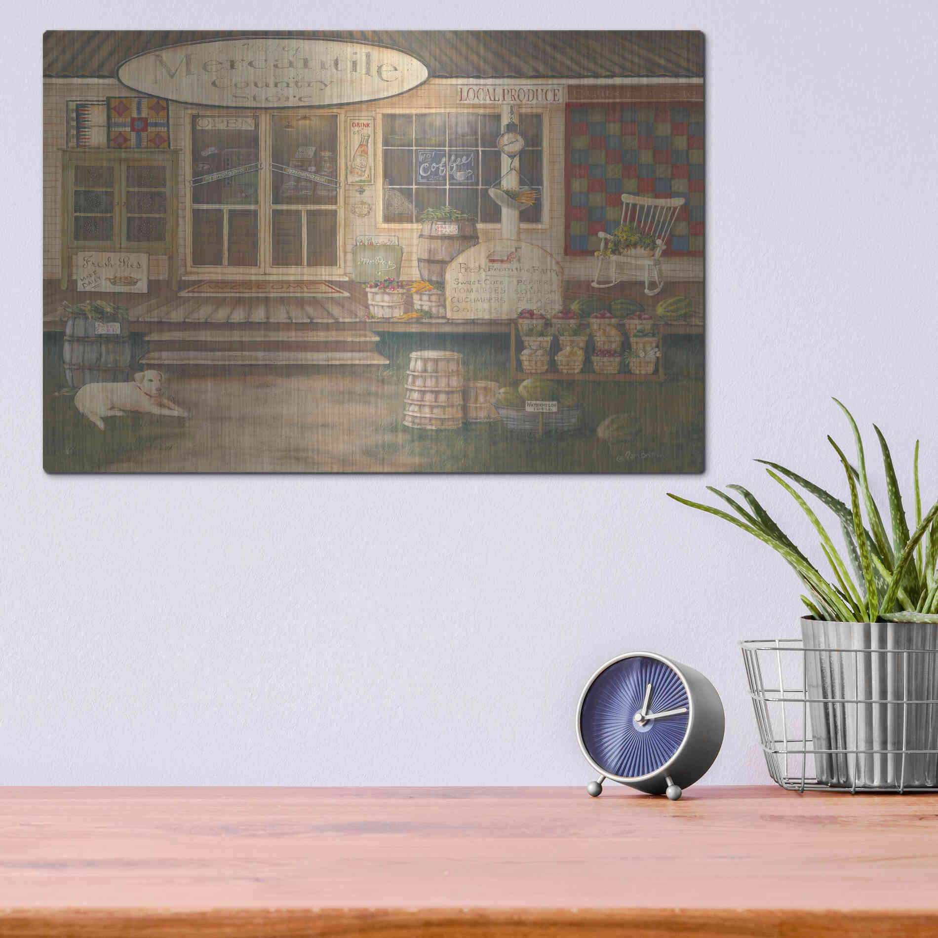 Luxe Metal Art 'General Store II' by Pam Britton, Metal Wall Art,16x12