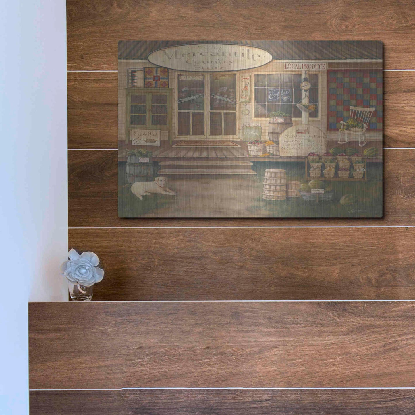 Luxe Metal Art 'General Store II' by Pam Britton, Metal Wall Art,16x12