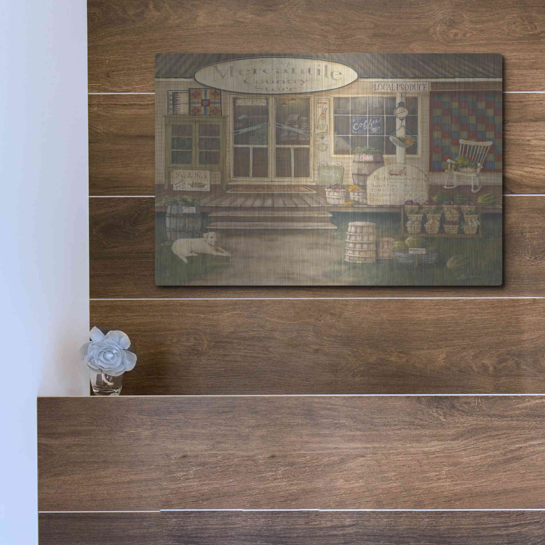 Luxe Metal Art 'General Store II' by Pam Britton, Metal Wall Art,16x12