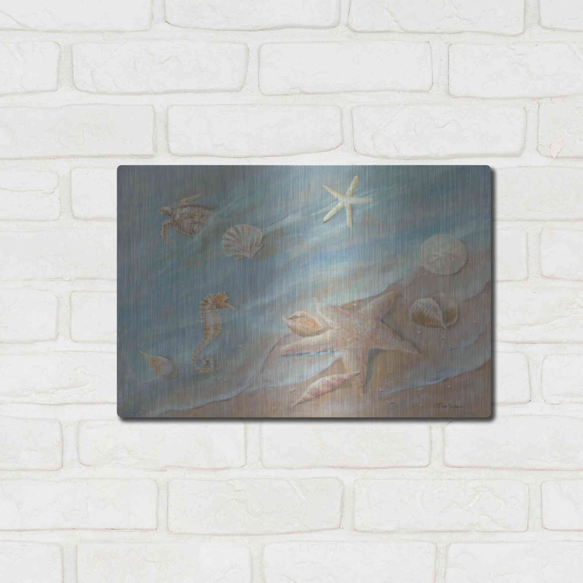 Luxe Metal Art 'Seashore Star I' by Pam Britton, Metal Wall Art,16x12