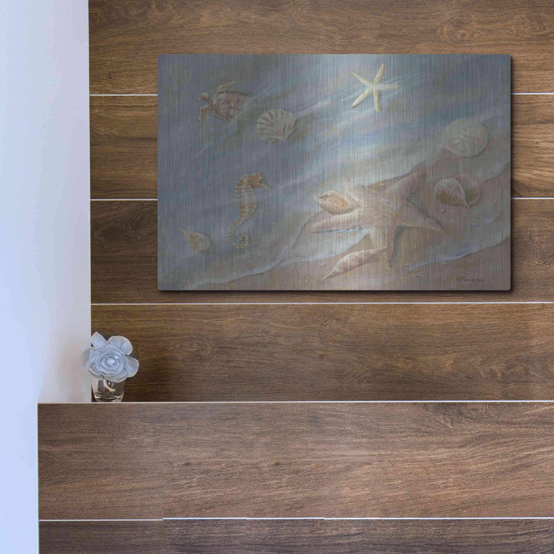 Luxe Metal Art 'Seashore Star I' by Pam Britton, Metal Wall Art,16x12