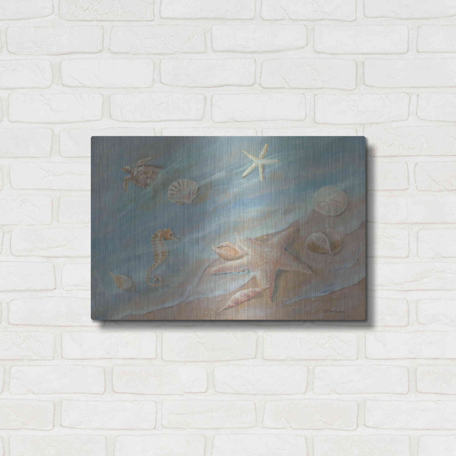 Luxe Metal Art 'Seashore Star I' by Pam Britton, Metal Wall Art,24x16