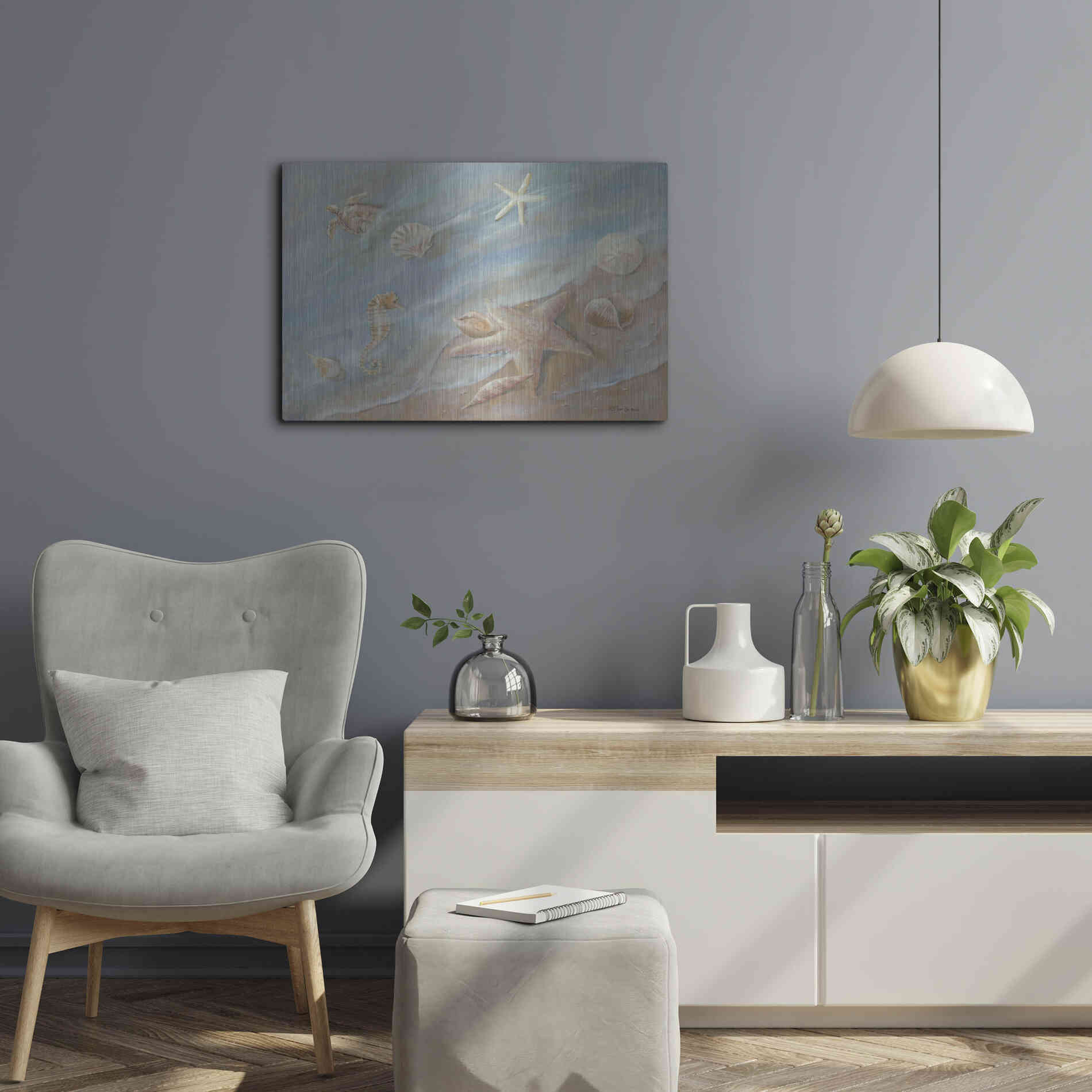 Luxe Metal Art 'Seashore Star I' by Pam Britton, Metal Wall Art,24x16