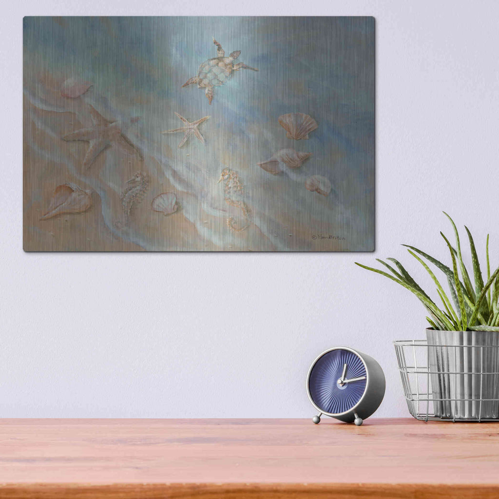 Luxe Metal Art 'Seashore Star II' by Pam Britton, Metal Wall Art,16x12