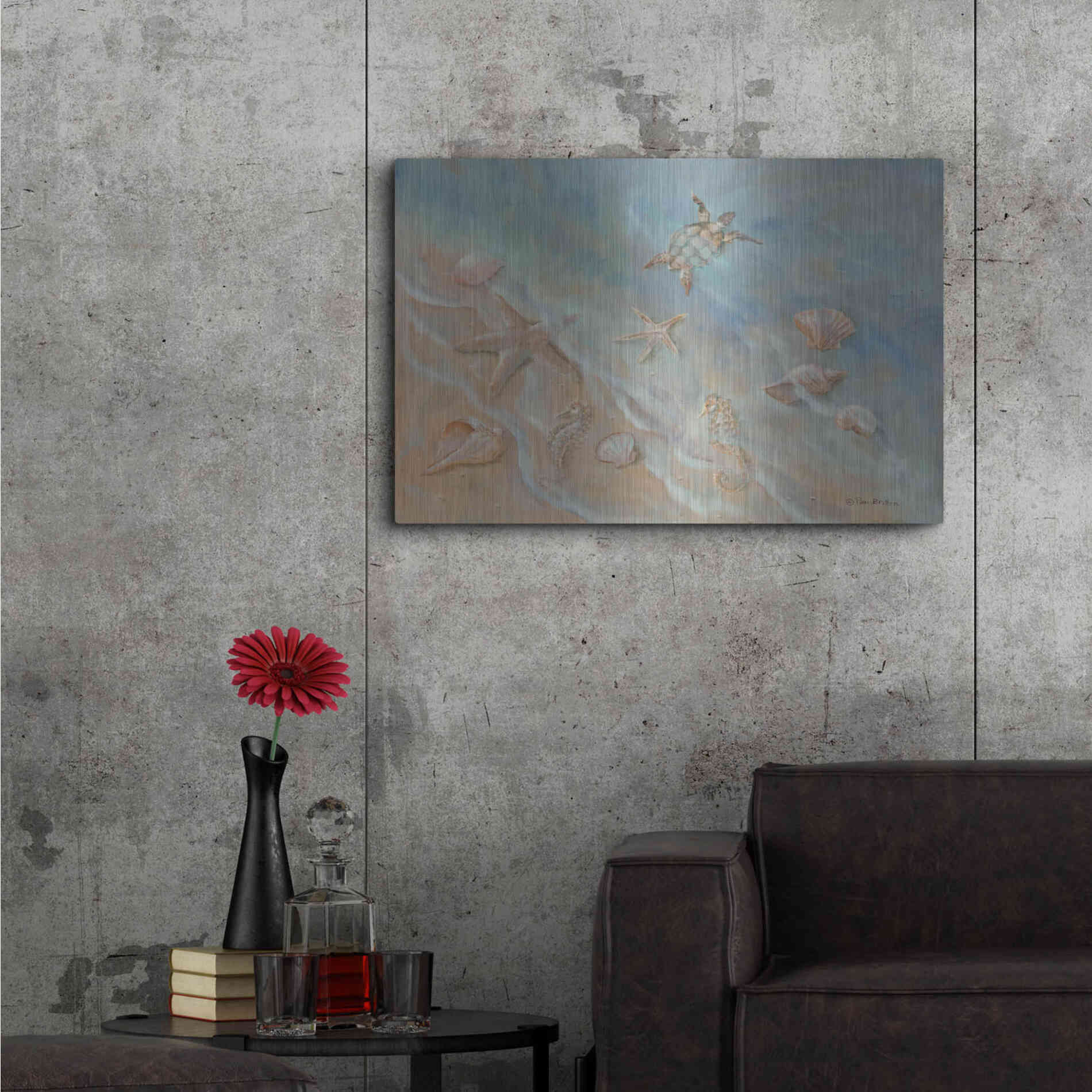 Luxe Metal Art 'Seashore Star II' by Pam Britton, Metal Wall Art,36x24