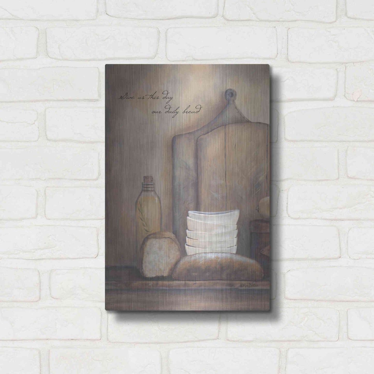 Luxe Metal Art 'Give Us This Day Our Daily Bread' by Pam Britton, Metal Wall Art,12x16