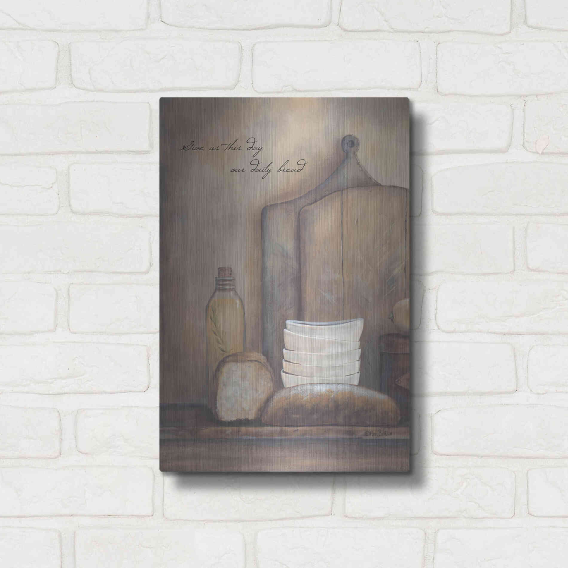 Luxe Metal Art 'Give Us This Day Our Daily Bread' by Pam Britton, Metal Wall Art,12x16