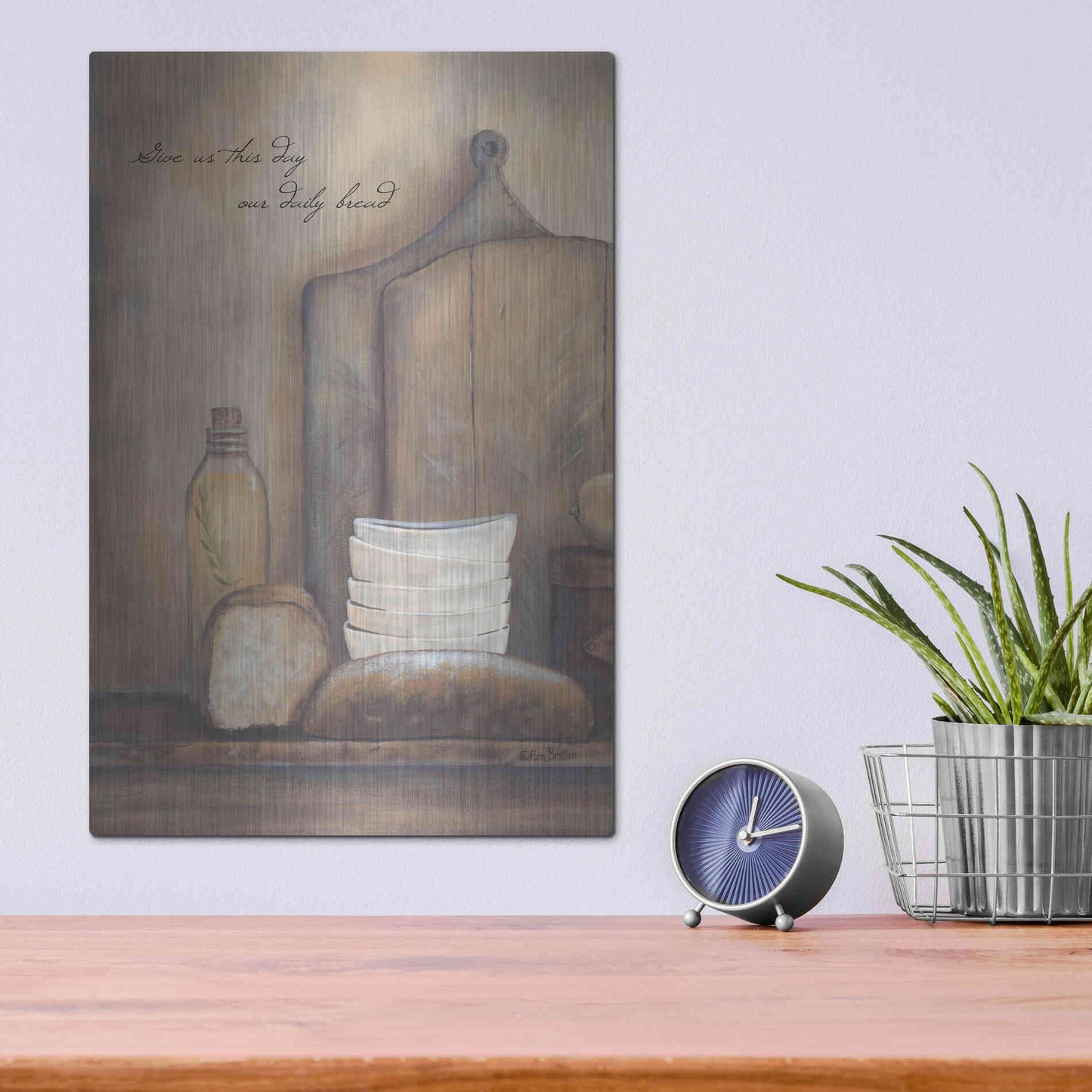 Luxe Metal Art 'Give Us This Day Our Daily Bread' by Pam Britton, Metal Wall Art,12x16