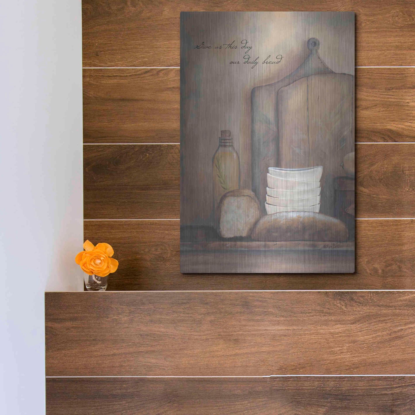 Luxe Metal Art 'Give Us This Day Our Daily Bread' by Pam Britton, Metal Wall Art,12x16