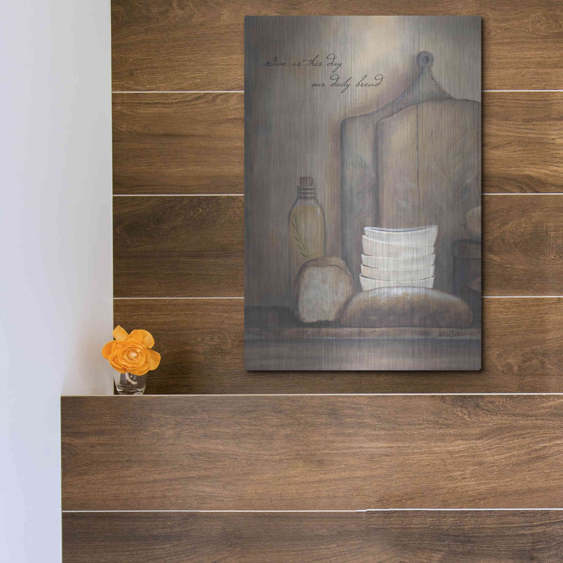 Luxe Metal Art 'Give Us This Day Our Daily Bread' by Pam Britton, Metal Wall Art,12x16