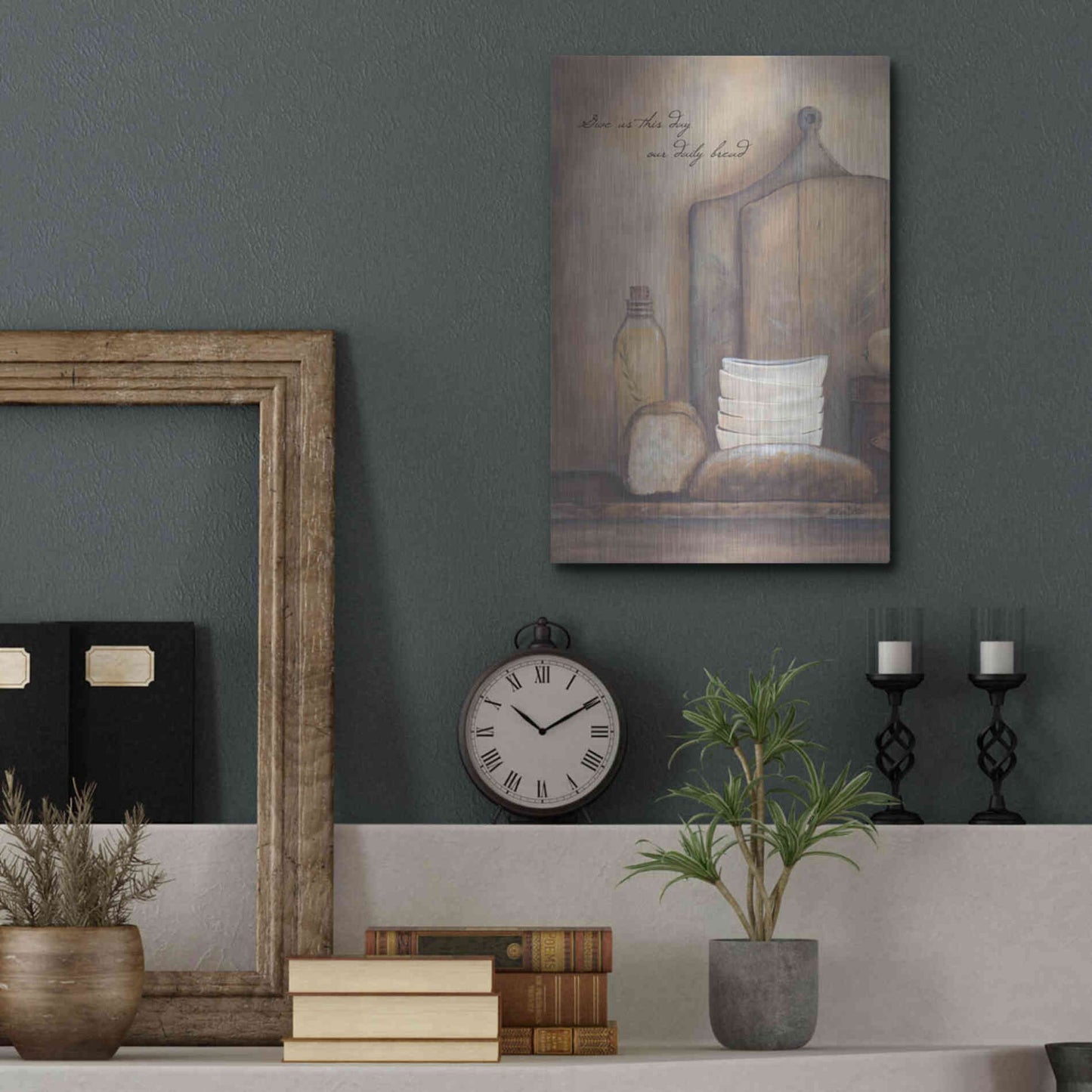 Luxe Metal Art 'Give Us This Day Our Daily Bread' by Pam Britton, Metal Wall Art,12x16