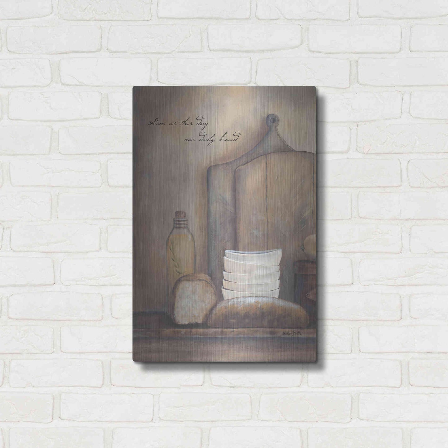 Luxe Metal Art 'Give Us This Day Our Daily Bread' by Pam Britton, Metal Wall Art,16x24