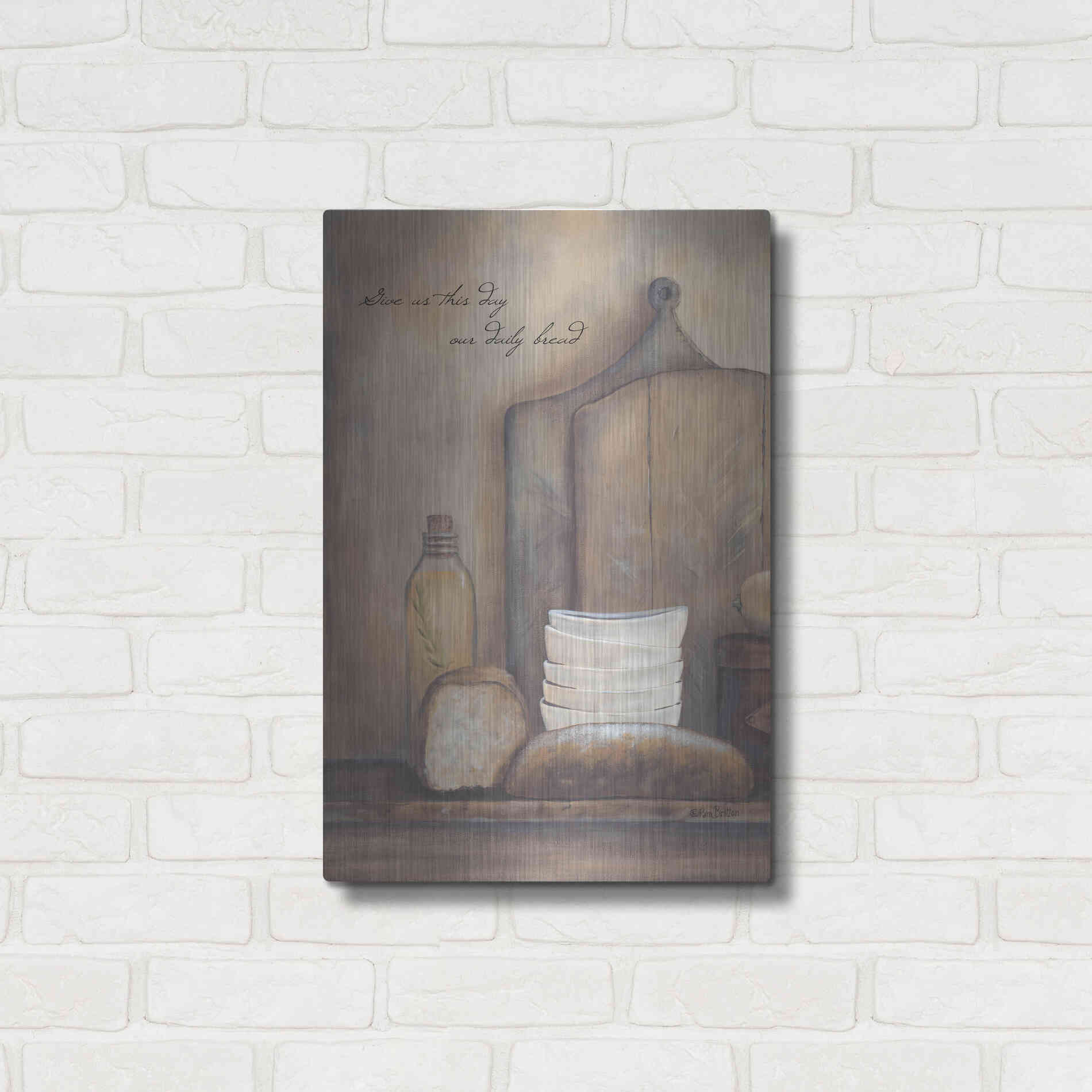 Luxe Metal Art 'Give Us This Day Our Daily Bread' by Pam Britton, Metal Wall Art,16x24