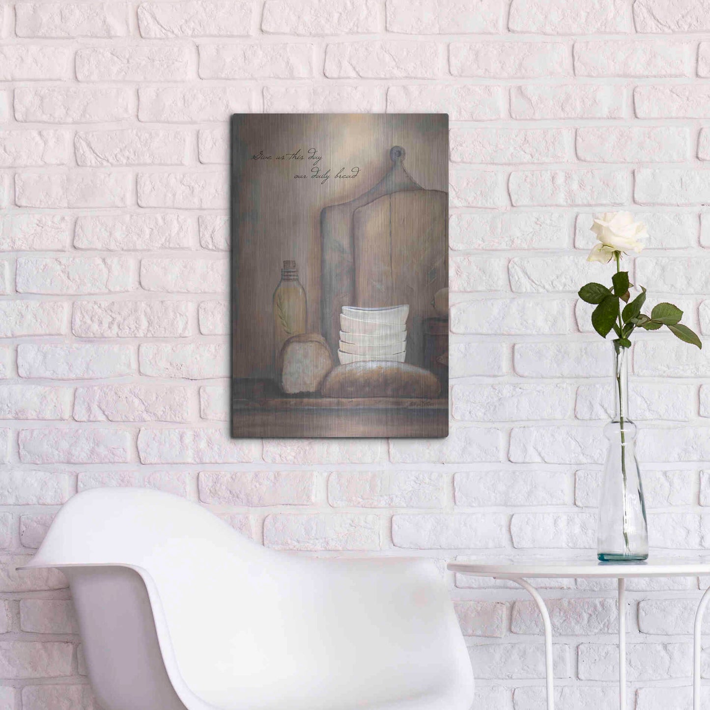 Luxe Metal Art 'Give Us This Day Our Daily Bread' by Pam Britton, Metal Wall Art,16x24