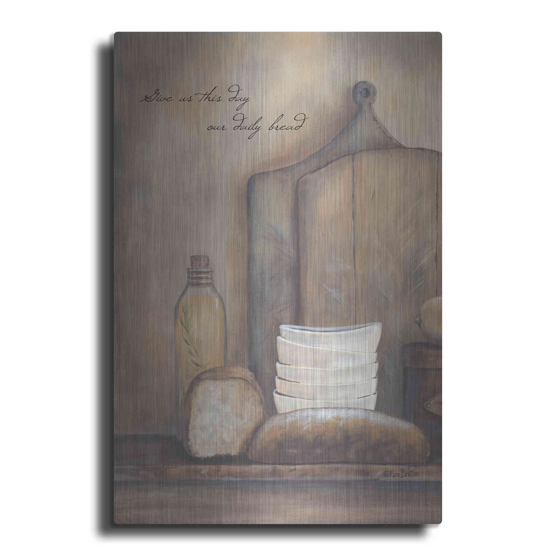 Luxe Metal Art 'Give Us This Day Our Daily Bread' by Pam Britton, Metal Wall Art