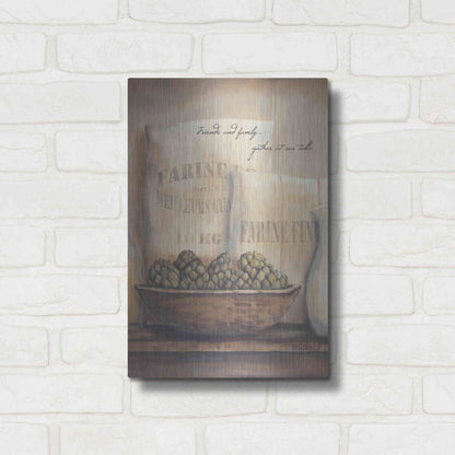 Luxe Metal Art 'Friends and Family.. Gather at Our Table' by Pam Britton, Metal Wall Art,12x16