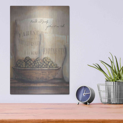 Luxe Metal Art 'Friends and Family.. Gather at Our Table' by Pam Britton, Metal Wall Art,12x16