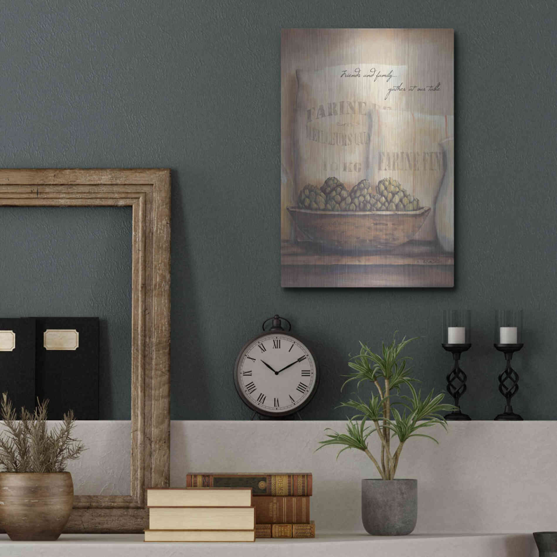 Luxe Metal Art 'Friends and Family.. Gather at Our Table' by Pam Britton, Metal Wall Art,12x16