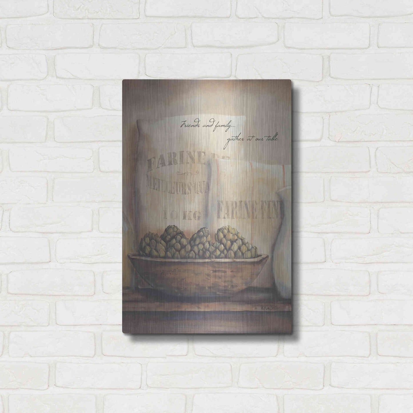 Luxe Metal Art 'Friends and Family.. Gather at Our Table' by Pam Britton, Metal Wall Art,16x24