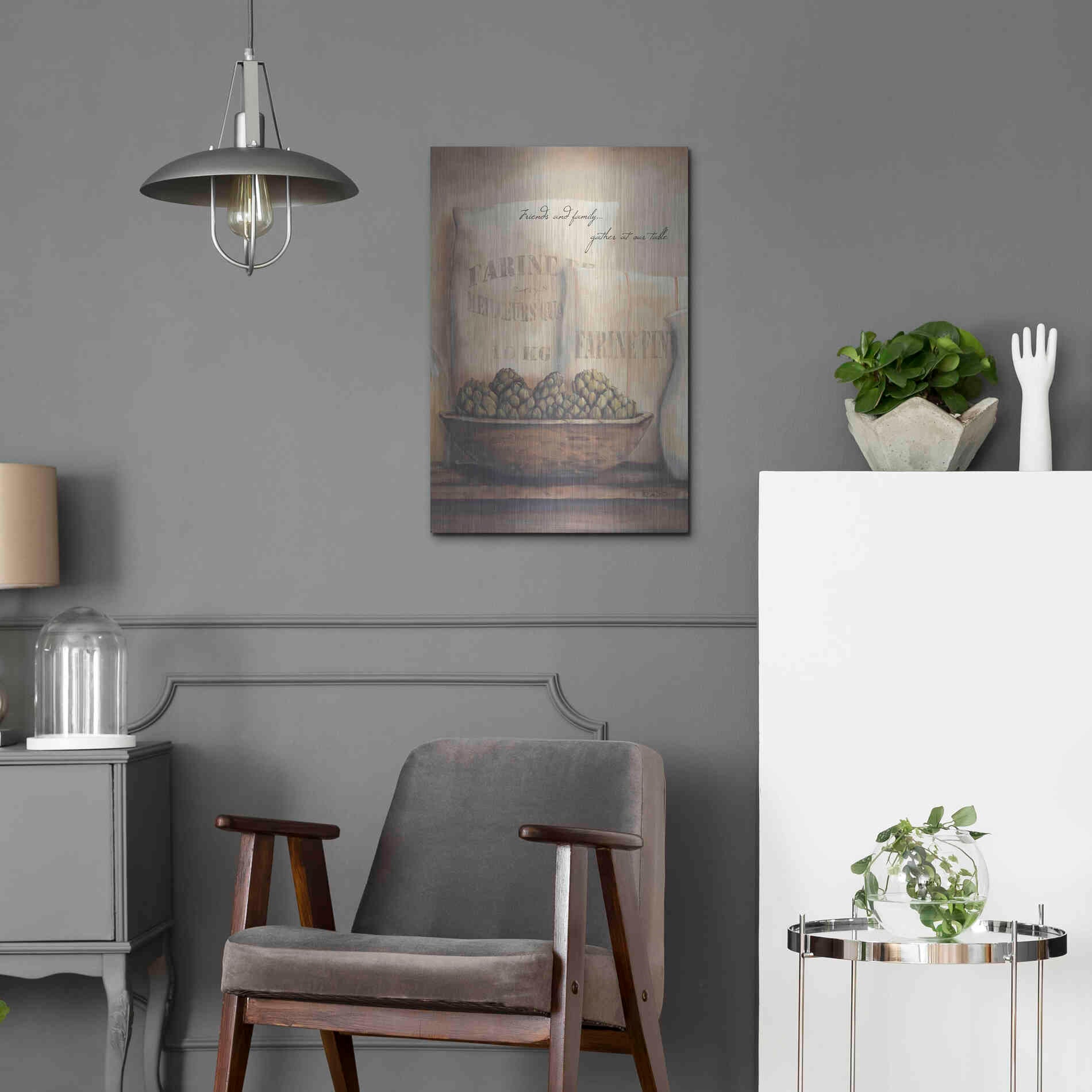 Luxe Metal Art 'Friends and Family.. Gather at Our Table' by Pam Britton, Metal Wall Art,16x24
