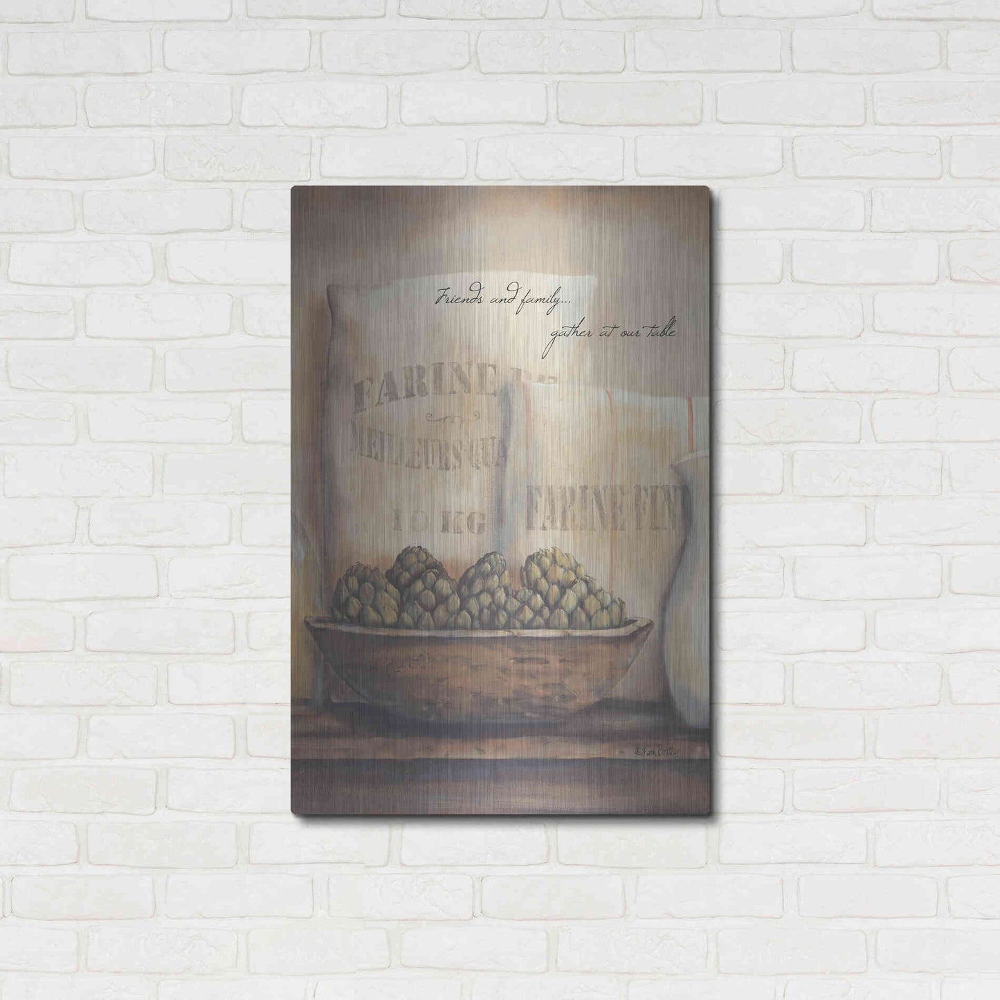 Luxe Metal Art 'Friends and Family.. Gather at Our Table' by Pam Britton, Metal Wall Art,24x36