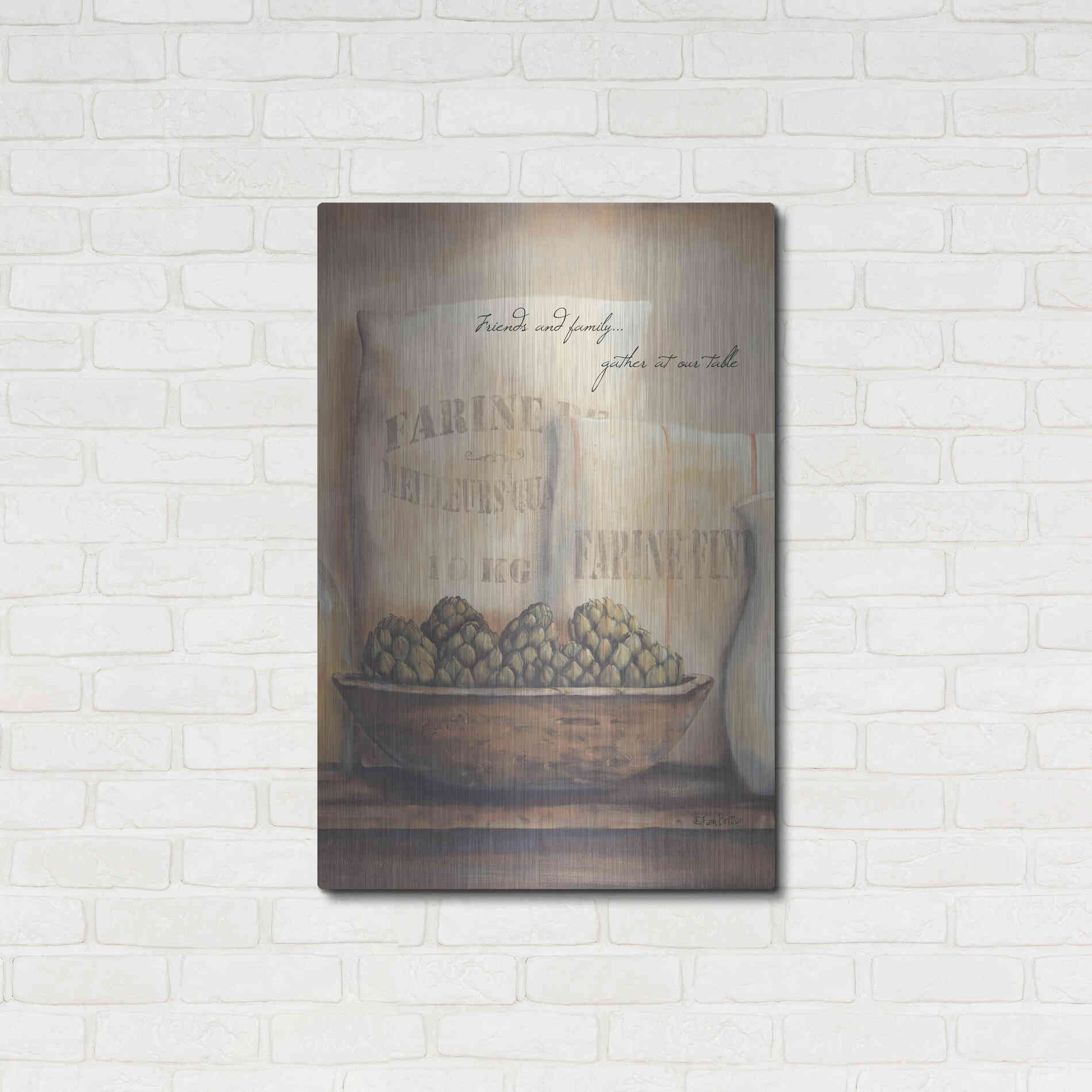 Luxe Metal Art 'Friends and Family.. Gather at Our Table' by Pam Britton, Metal Wall Art,24x36