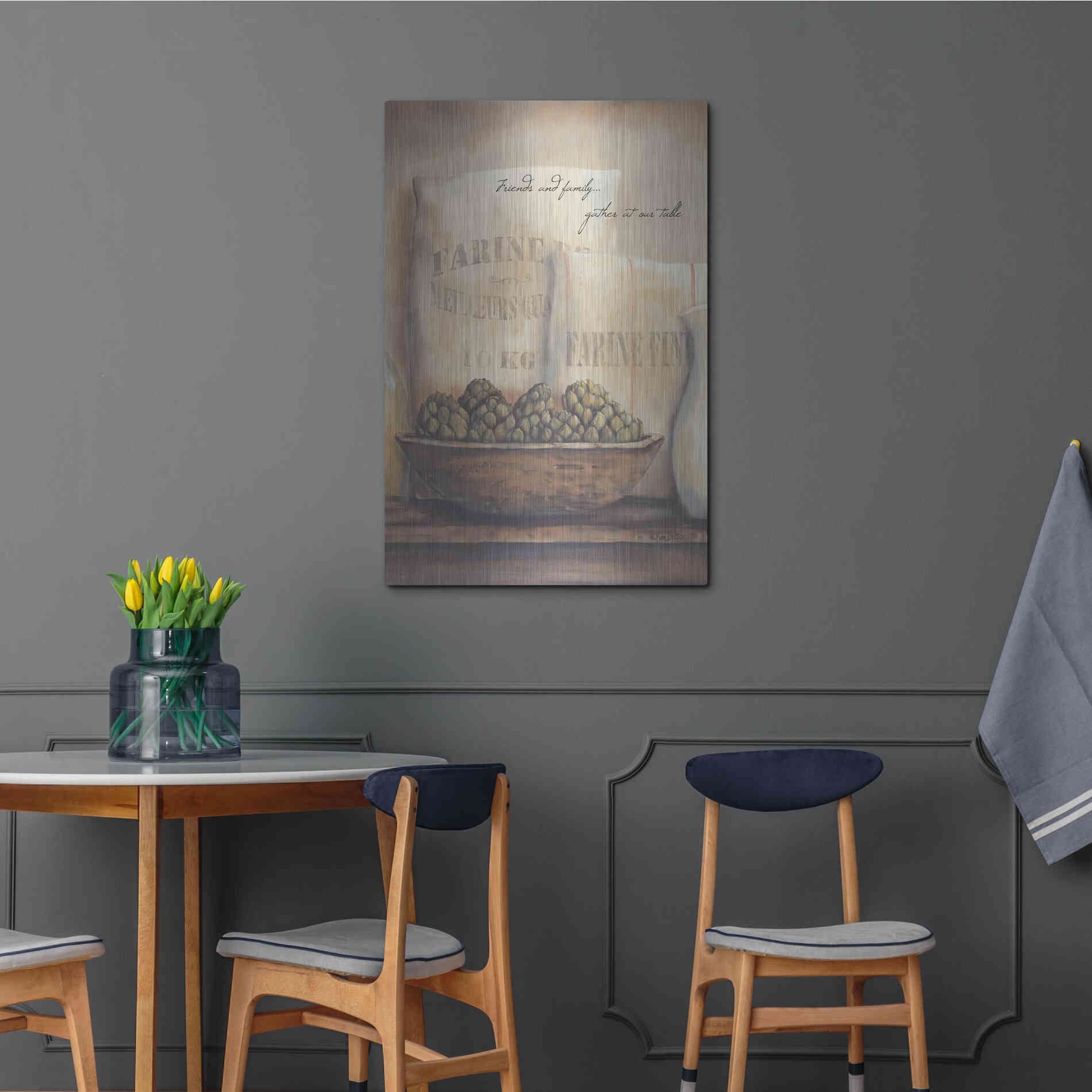 Luxe Metal Art 'Friends and Family.. Gather at Our Table' by Pam Britton, Metal Wall Art,24x36