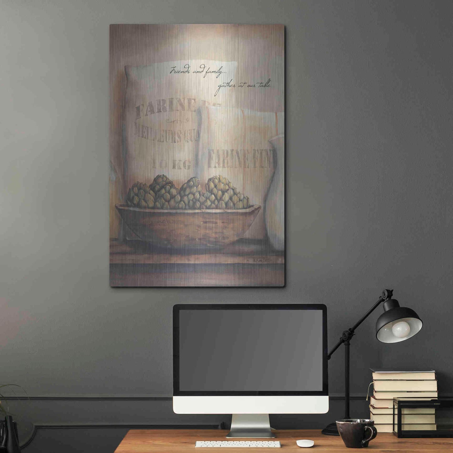 Luxe Metal Art 'Friends and Family.. Gather at Our Table' by Pam Britton, Metal Wall Art,24x36