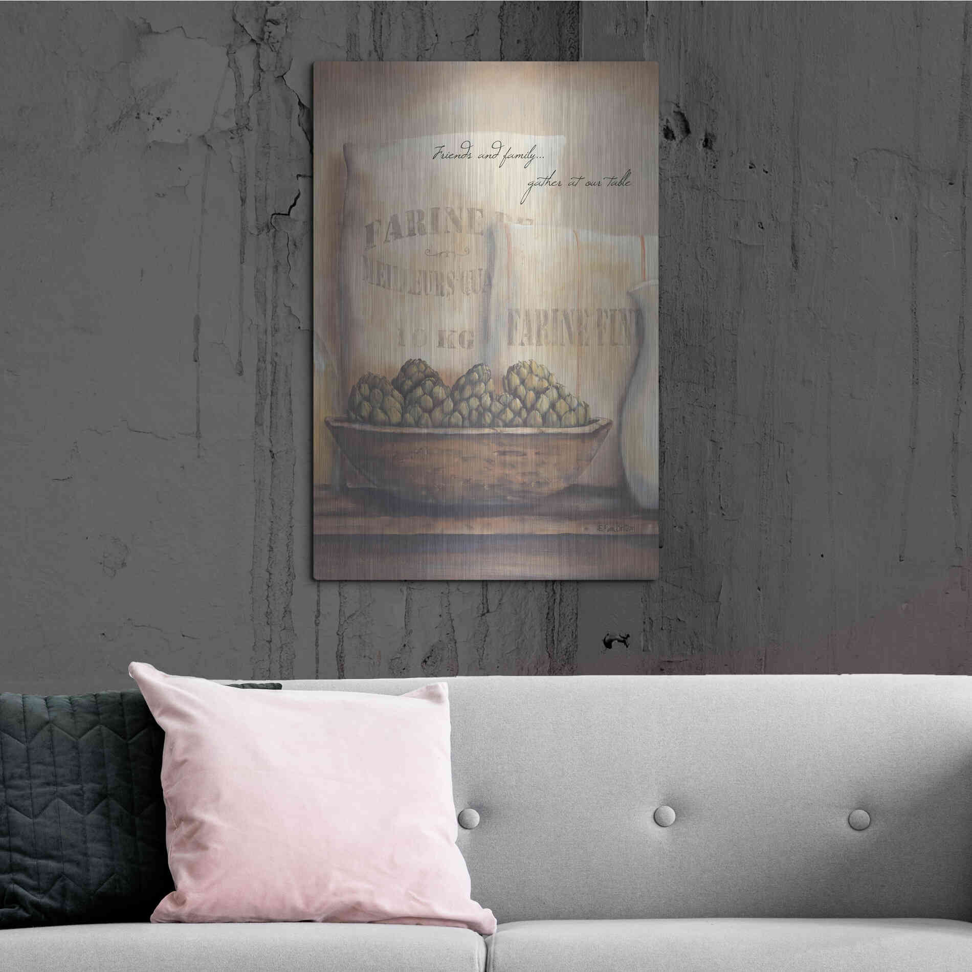 Luxe Metal Art 'Friends and Family.. Gather at Our Table' by Pam Britton, Metal Wall Art,24x36