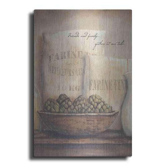 Luxe Metal Art 'Friends and Family.. Gather at Our Table' by Pam Britton, Metal Wall Art