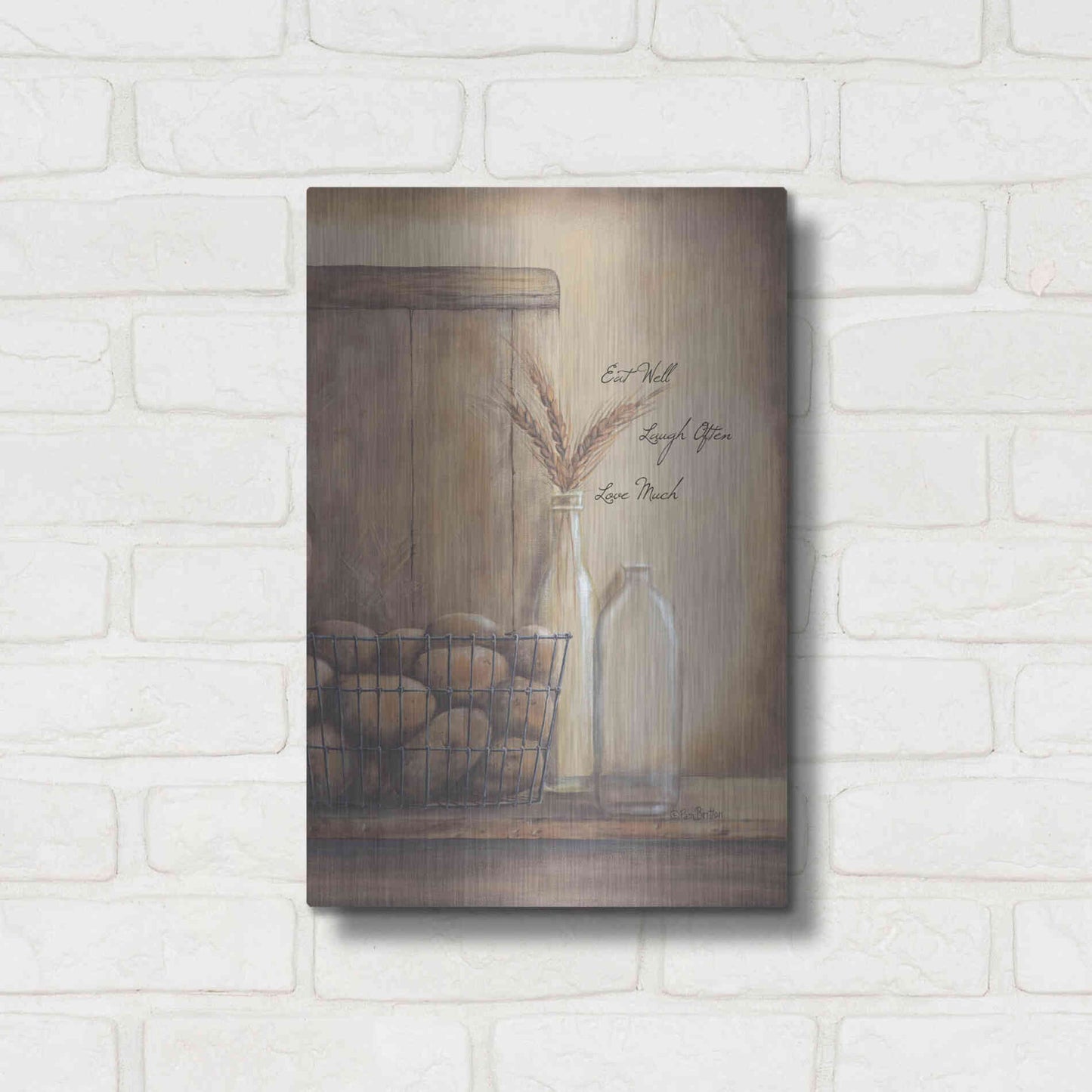 Luxe Metal Art 'Eat Well, Laugh Often, Love Much' by Pam Britton, Metal Wall Art,12x16