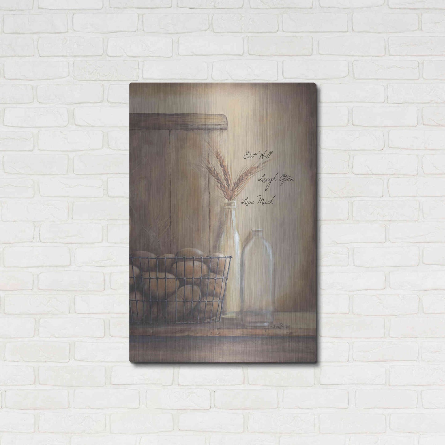 Luxe Metal Art 'Eat Well, Laugh Often, Love Much' by Pam Britton, Metal Wall Art,24x36