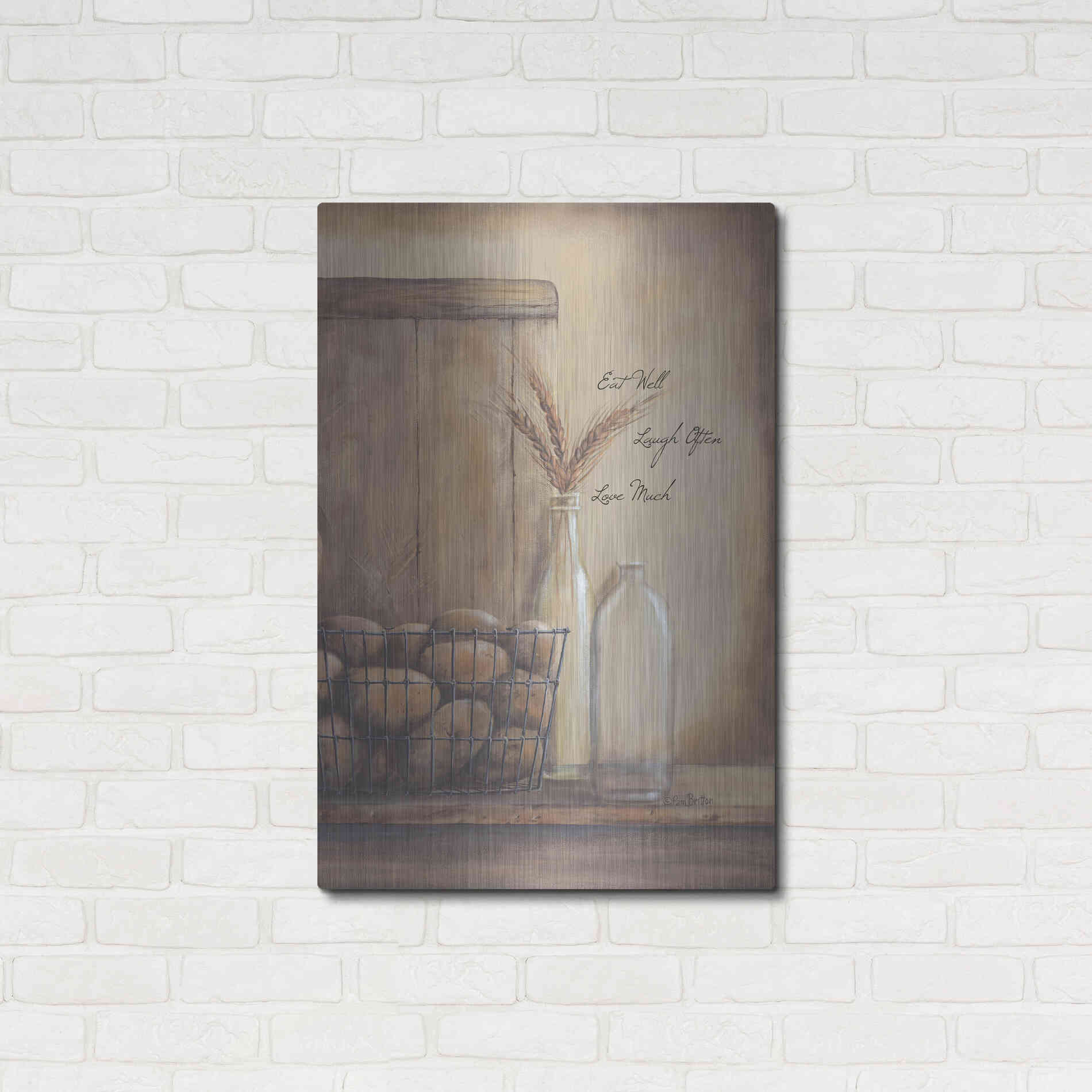 Luxe Metal Art 'Eat Well, Laugh Often, Love Much' by Pam Britton, Metal Wall Art,24x36