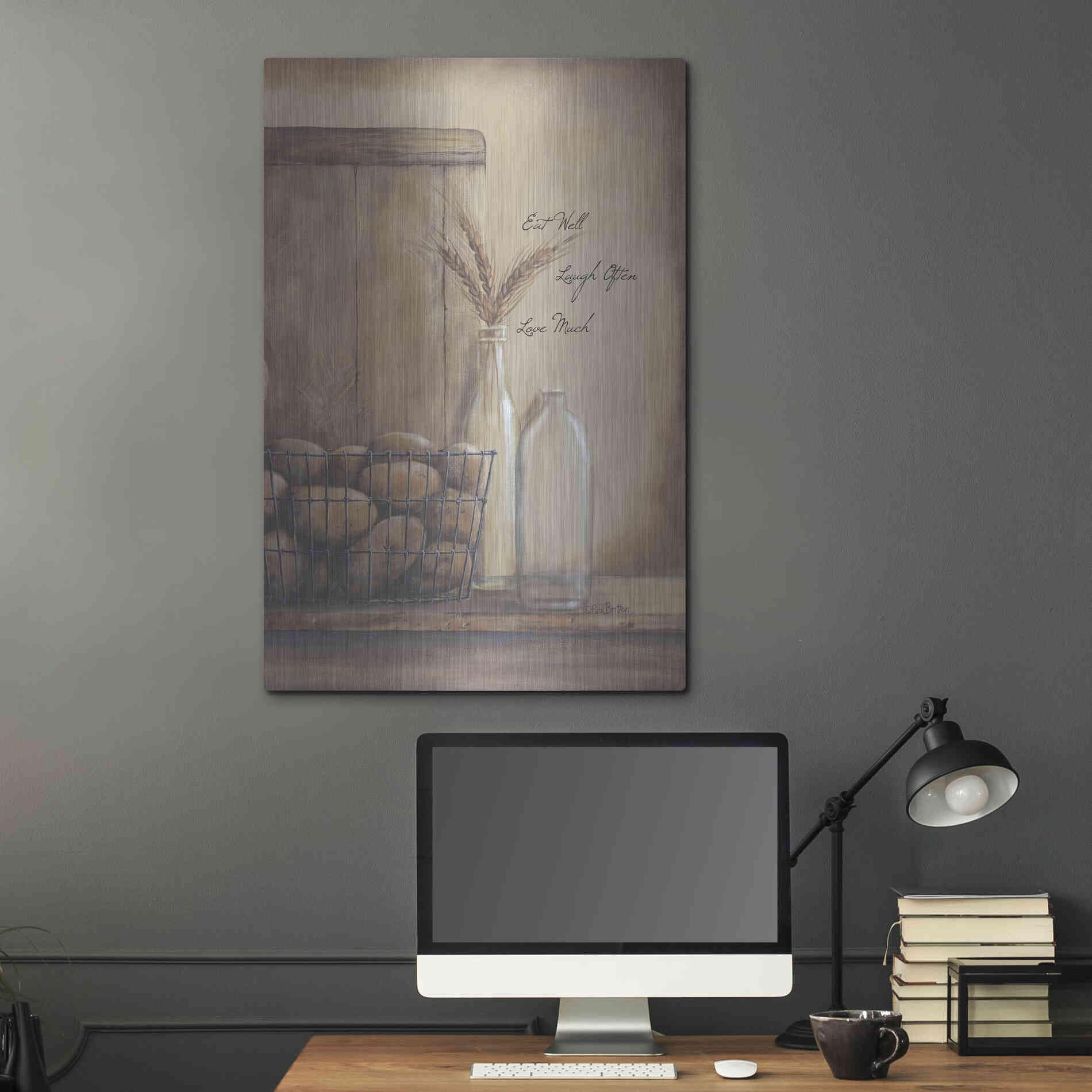 Luxe Metal Art 'Eat Well, Laugh Often, Love Much' by Pam Britton, Metal Wall Art,24x36