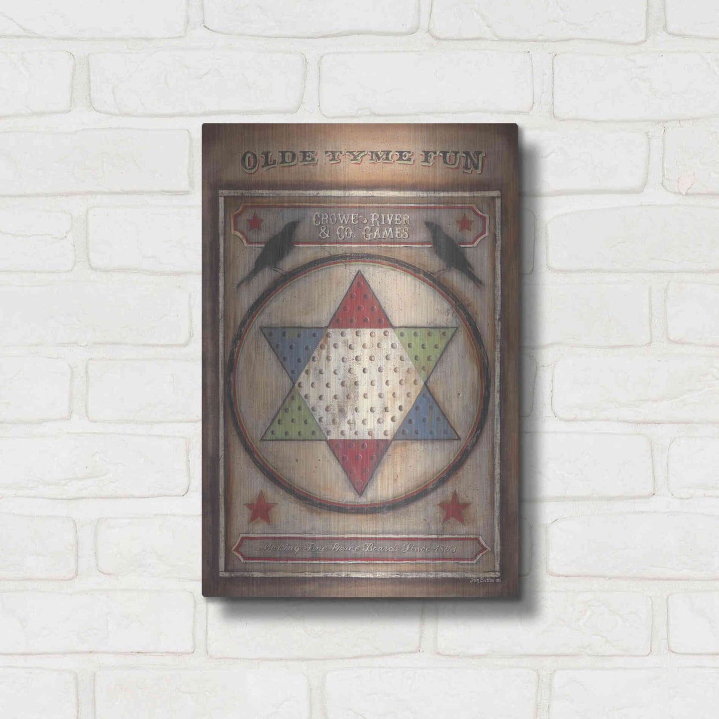 Luxe Metal Art 'Olde Tyme Chinese Checkers' by Pam Britton, Metal Wall Art,12x16