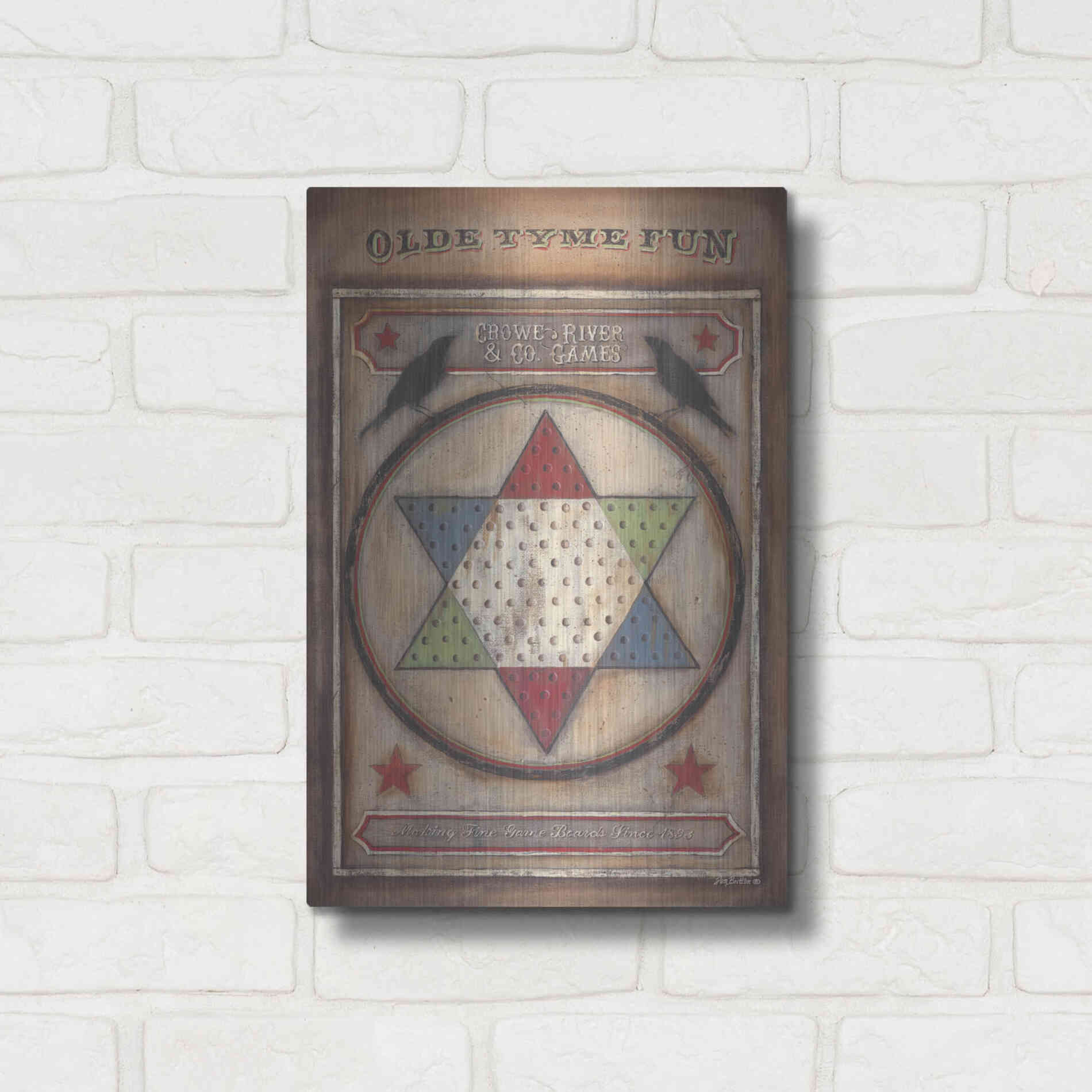 Luxe Metal Art 'Olde Tyme Chinese Checkers' by Pam Britton, Metal Wall Art,12x16