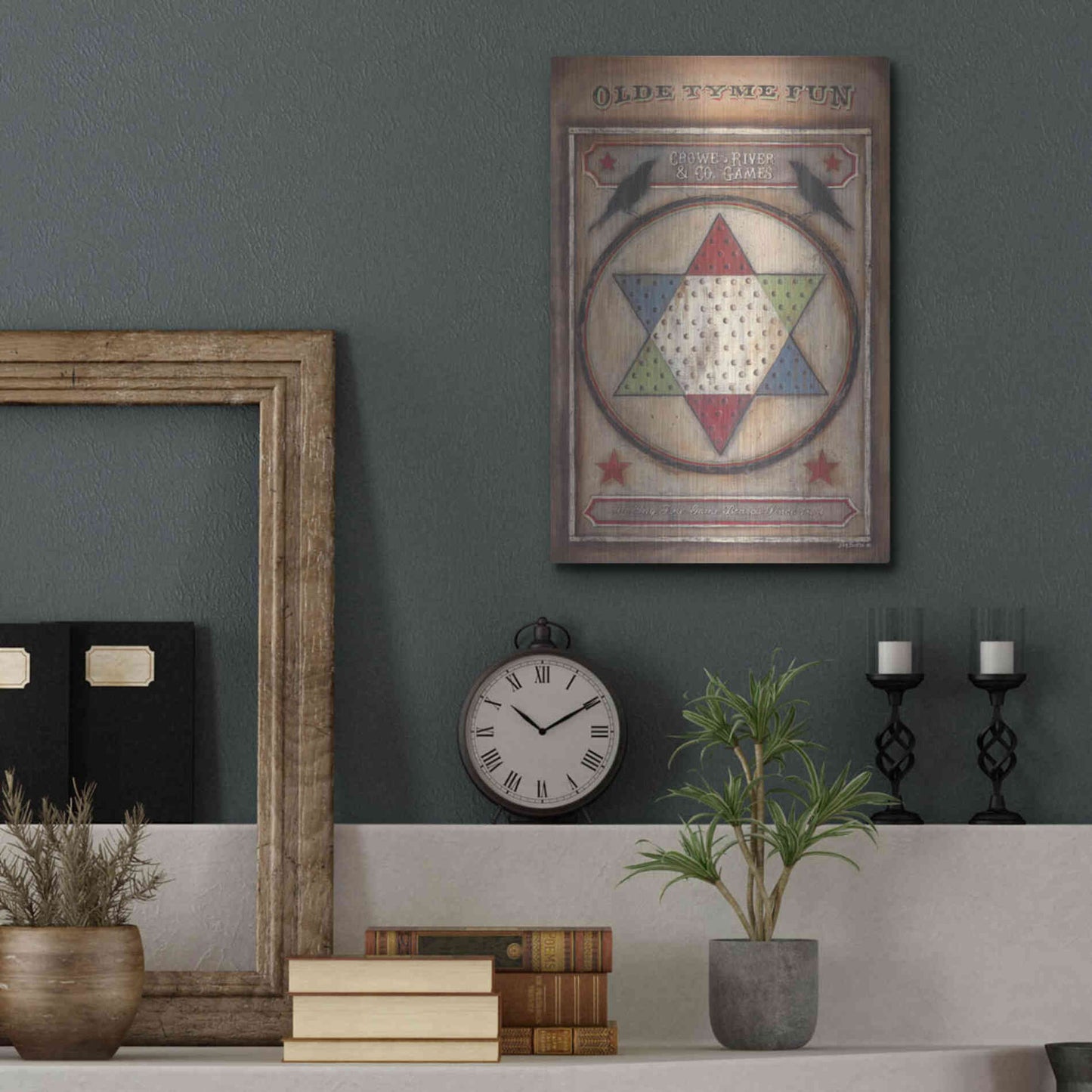 Luxe Metal Art 'Olde Tyme Chinese Checkers' by Pam Britton, Metal Wall Art,12x16