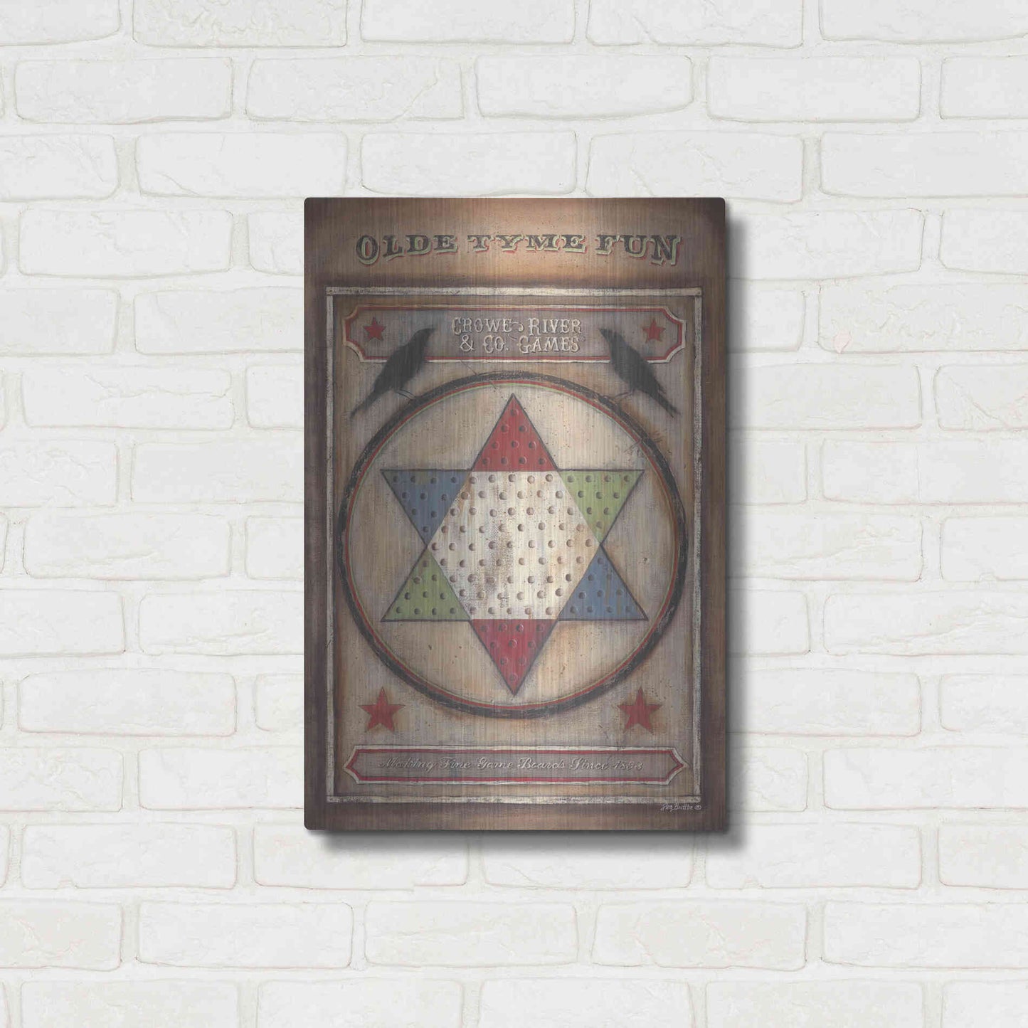 Luxe Metal Art 'Olde Tyme Chinese Checkers' by Pam Britton, Metal Wall Art,16x24