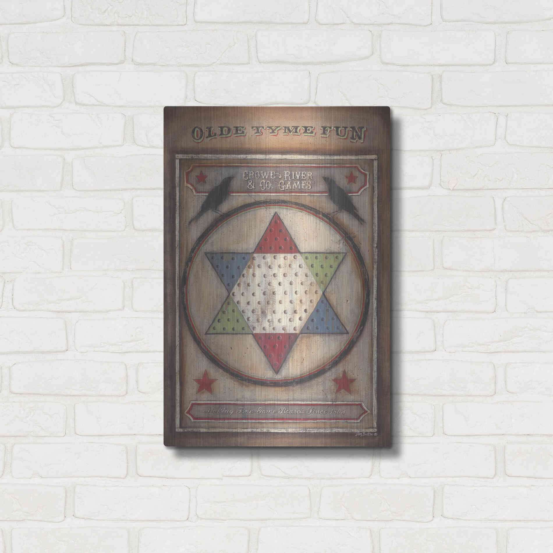 Luxe Metal Art 'Olde Tyme Chinese Checkers' by Pam Britton, Metal Wall Art,16x24