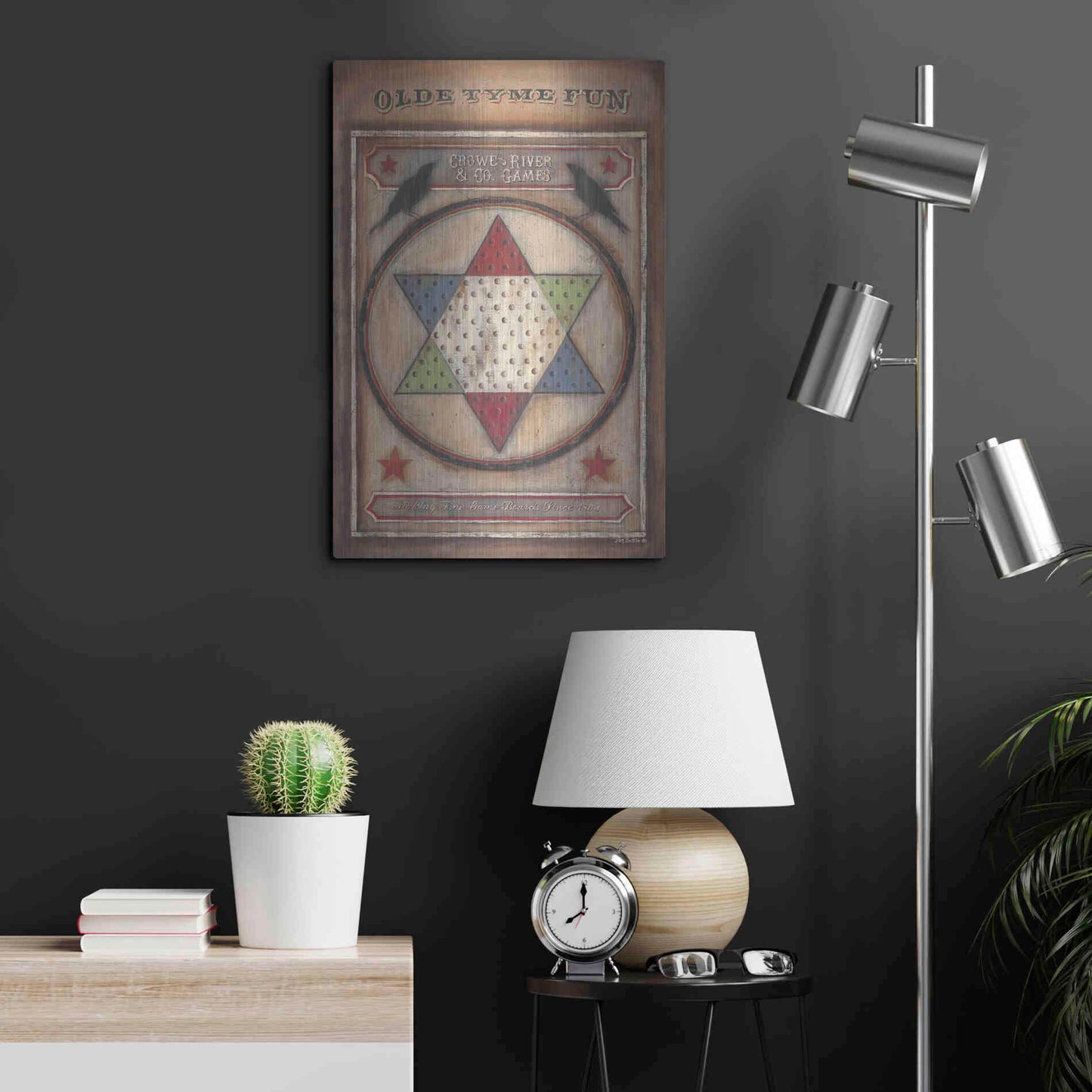Luxe Metal Art 'Olde Tyme Chinese Checkers' by Pam Britton, Metal Wall Art,16x24