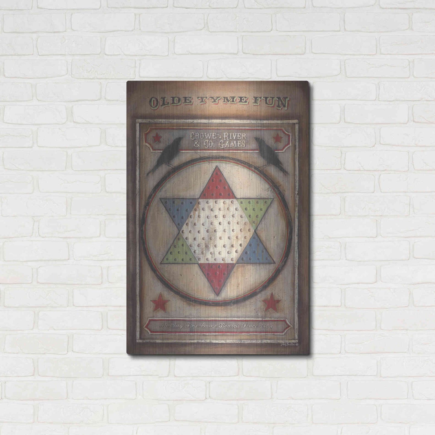 Luxe Metal Art 'Olde Tyme Chinese Checkers' by Pam Britton, Metal Wall Art,24x36