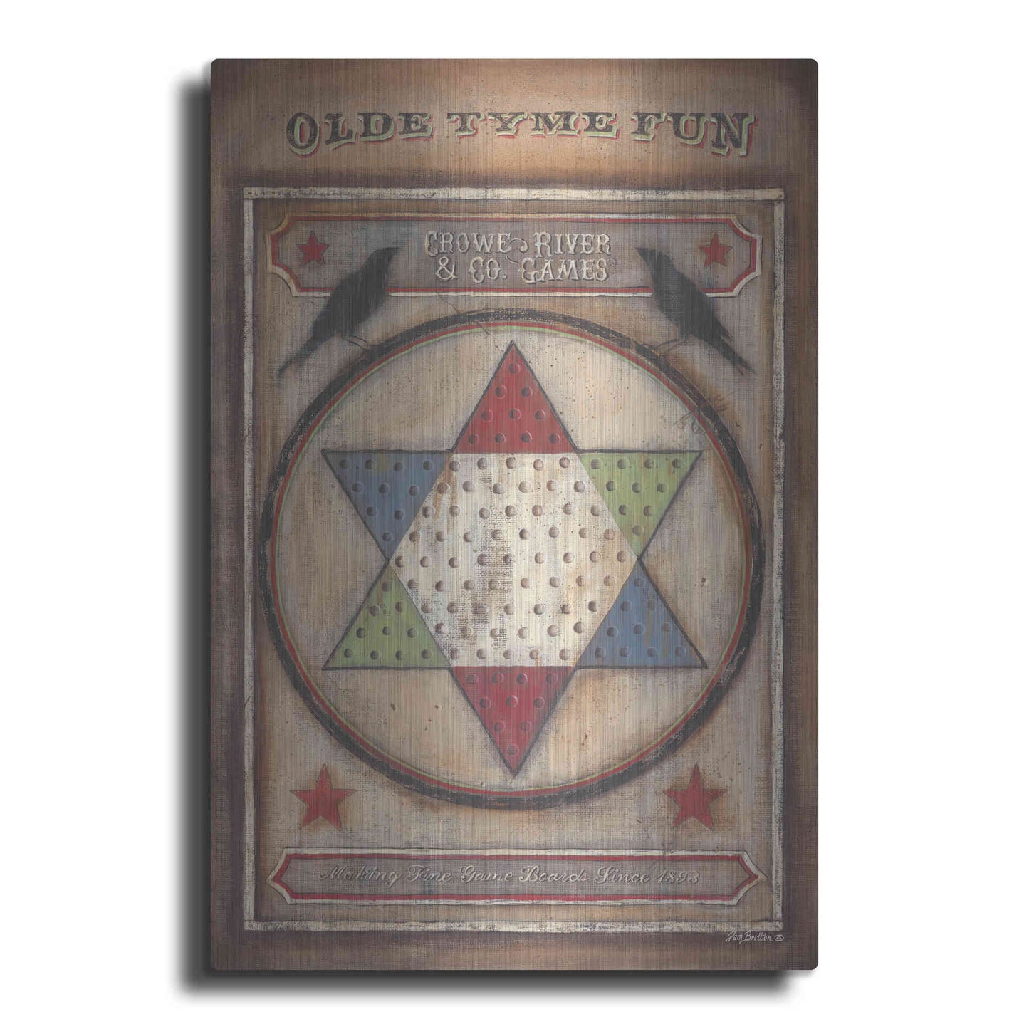 Luxe Metal Art 'Olde Tyme Chinese Checkers' by Pam Britton, Metal Wall Art