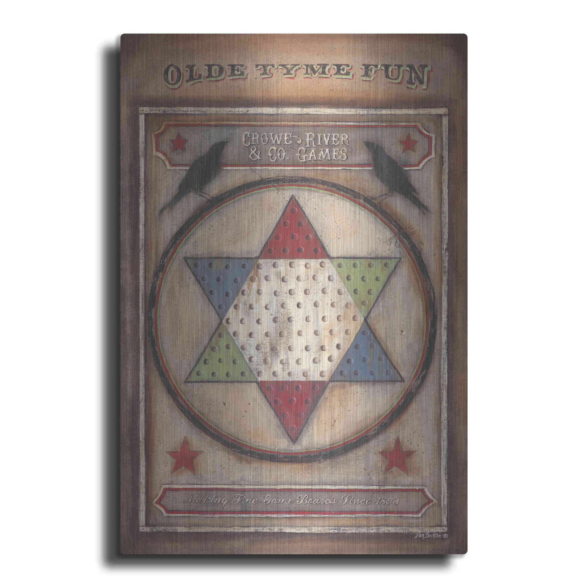 Luxe Metal Art 'Olde Tyme Chinese Checkers' by Pam Britton, Metal Wall Art