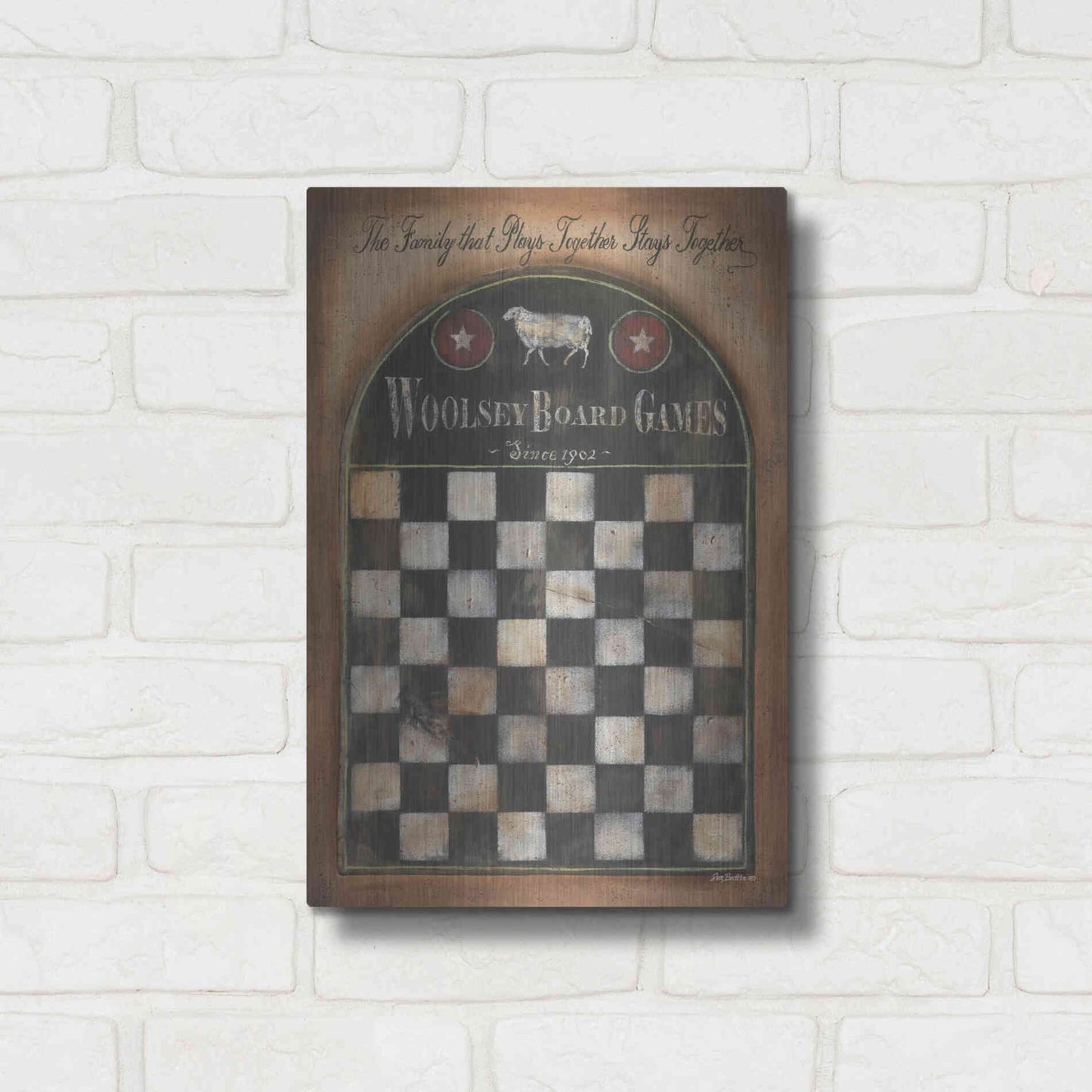 Luxe Metal Art 'Woolsey Board Games' by Pam Britton, Metal Wall Art,12x16