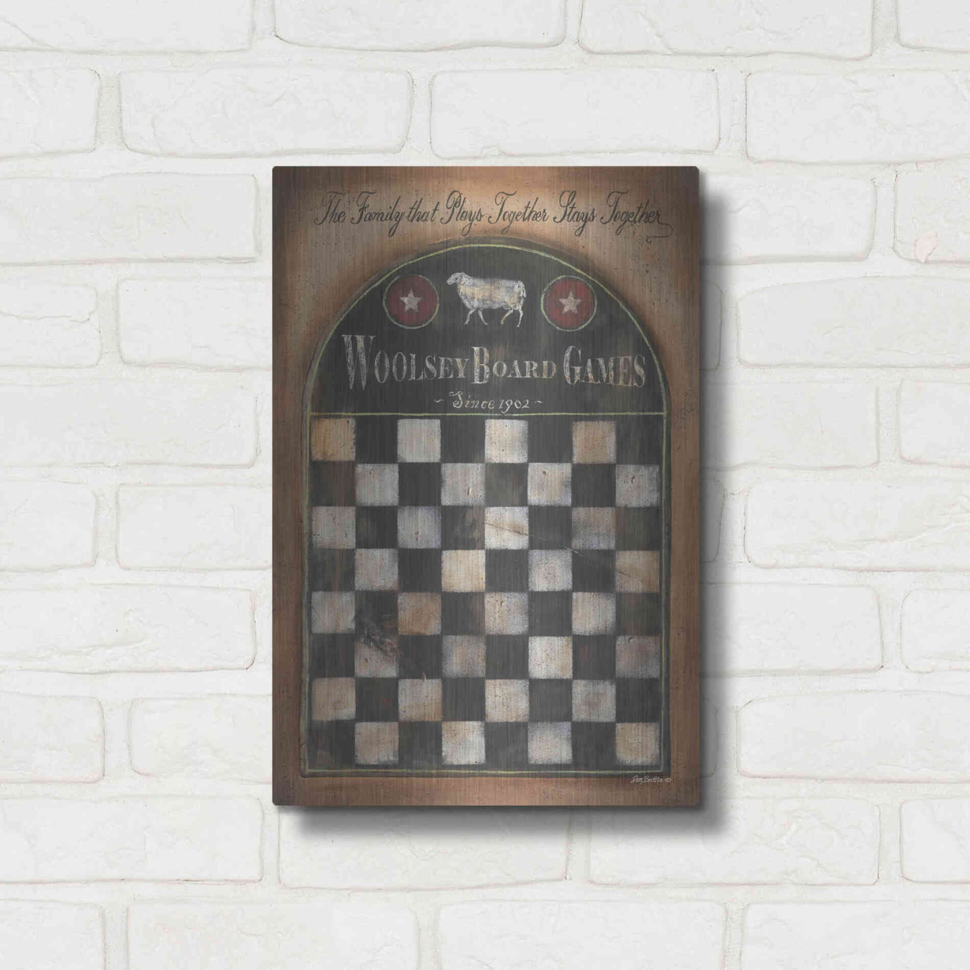 Luxe Metal Art 'Woolsey Board Games' by Pam Britton, Metal Wall Art,12x16